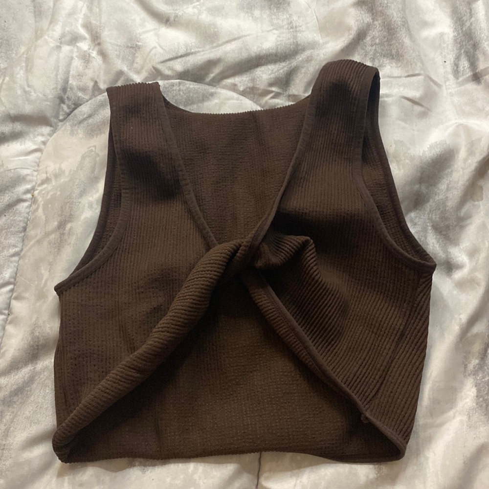 Brown Seamless Andy Twist Front Tank